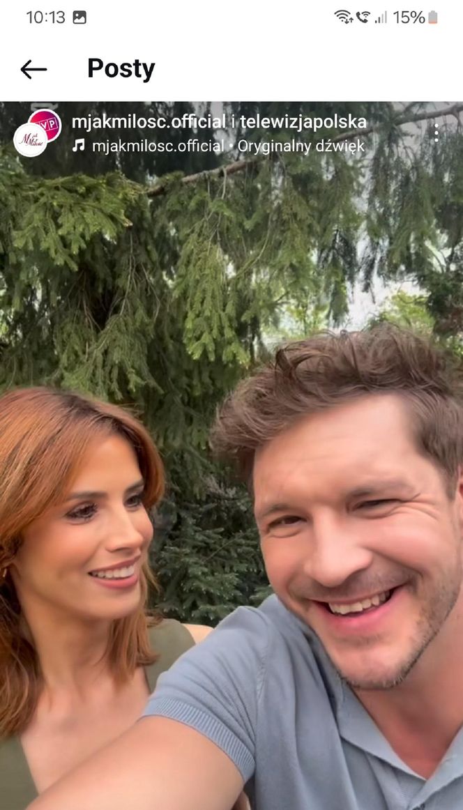 M jak miłość nowy sezon. Kama (Michalina Sosna), Marcin (Mikołaj Roznerski) na planie