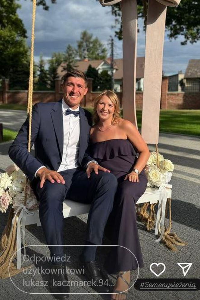Łukasz Kaczmarek z żoną