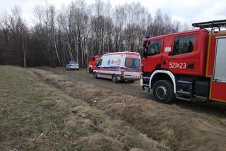 Mężczyzna przygnieciony przez drzewo