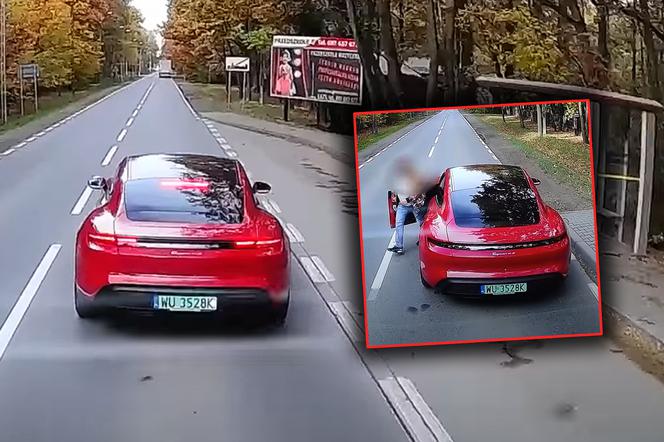 Wymusił pierwszeństwo i zablokował ruch. Kierowca Porsche wiedział lepiej