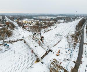 Budowa wiaduktu nad linia kolejową w Sosnowcu