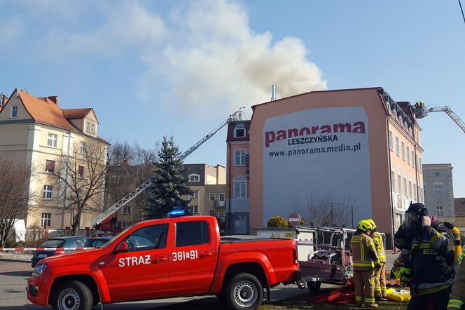 Pali się budynek Panoramy Leszczyńskiej w Lesznie