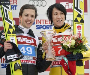 Noriaki Kasai i Simon Ammann w Innsbrucku w 2015 roku