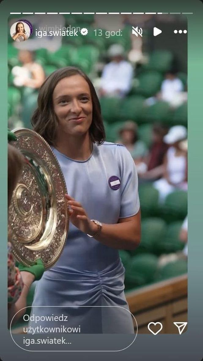 Wimbledon zdobyty, Rolex odkryty. Iga Świątek zachwyciła też błękitną kreacją!