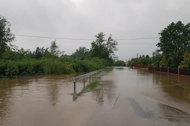 Jedna z zalanych dróg na Podkarpaciu, 22.05.2019