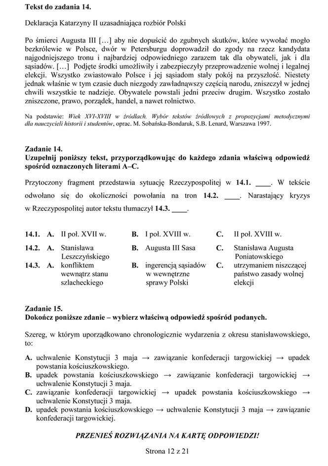 Próbny egzamin gimnazjalny - Historia i WOS