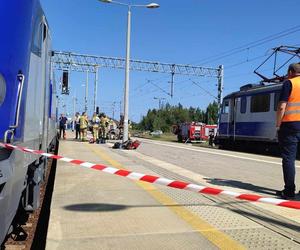 Pożar pociągu na dworcu w Lesznie