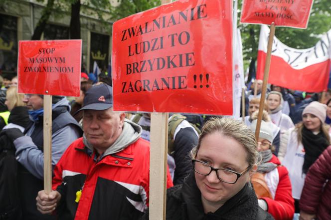 Protest pracowników Poczty Polskiej w Warszawie