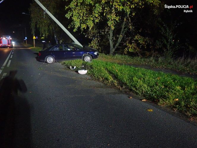 18-latek uderzył w betonowy słup w Rybniku. Miał prawo jazdy od tygodnia