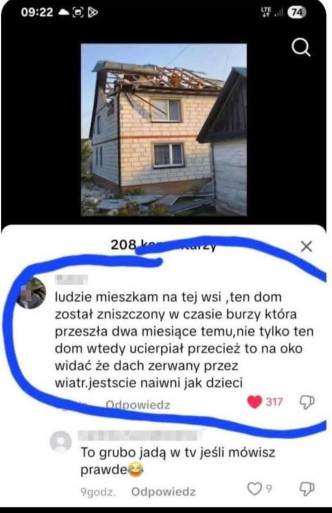 Dom we wsi Wyryki zniszczony przez burzę, a nie drona? Bzdura!