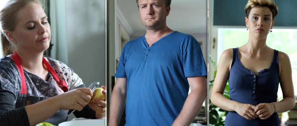 Przyjaciółki 6 sezon odc. 68. Anka (Magdalena Stużyńska), Paweł (Bartek Kasprzykowski), Aldona (Michalina Sosna)