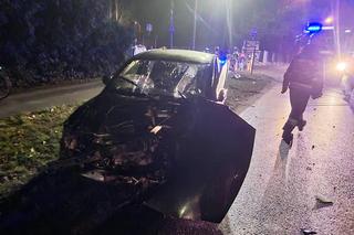 Betonowy słup pękł jak zapałka. Dramatyczny wypadek w Brwinowie, kierowca pijany