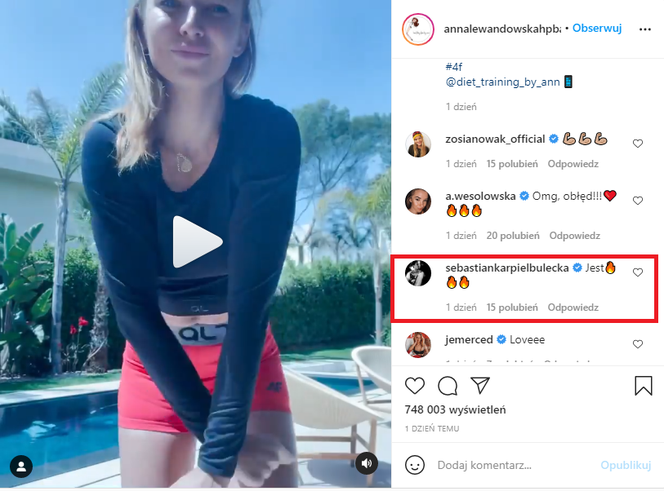 Karpiel-Bułecka komentuje wideo Lewandowskiej