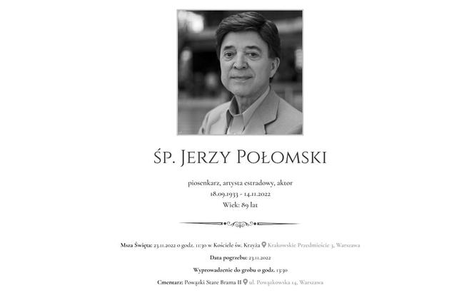 Jerzy Połomski nekrolog