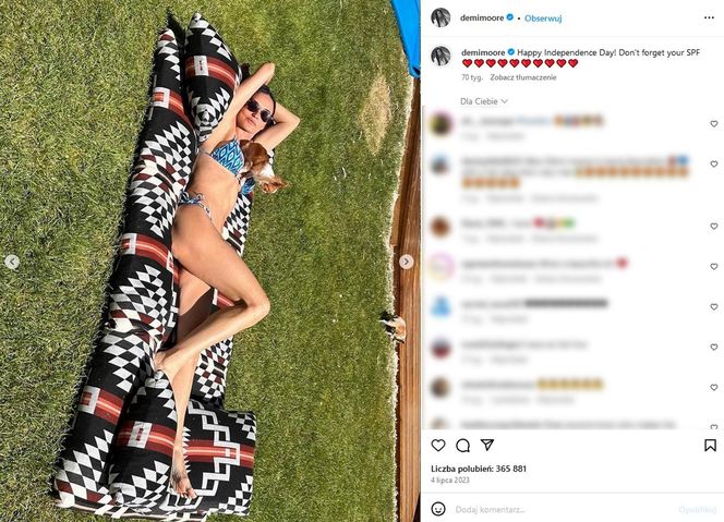 Demi Moore ma 62 lata i pokazała się w bikini! Opadną Wam szczęki