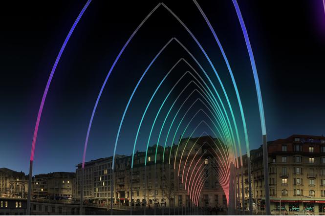 Na Traugutta stanie świetlny tunel, symbolicznie wprowadzający uczestników festiwalu w odnawianą przestrzeń Nowego Centrum Łodzi