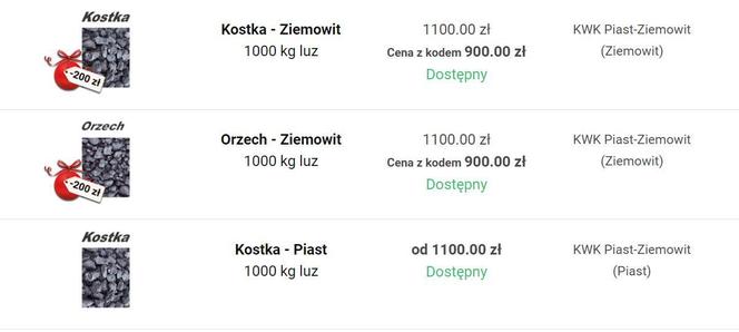 Cennik węgla PGG GRUDZIEŃ 2023