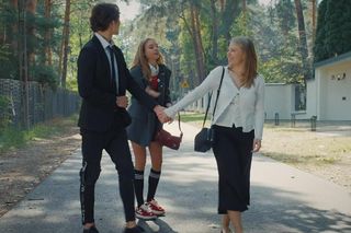 M jak miłość odc. 1842. Grzesiek (Borys Wiciński), Sara (Nadia Smyczek), Lenka (Olga Cybińska)