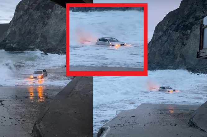 Zaparkował BMW przy PLAŻY i poszedł się bawić. Wieczorem auto PŁYWAŁO z rybkami