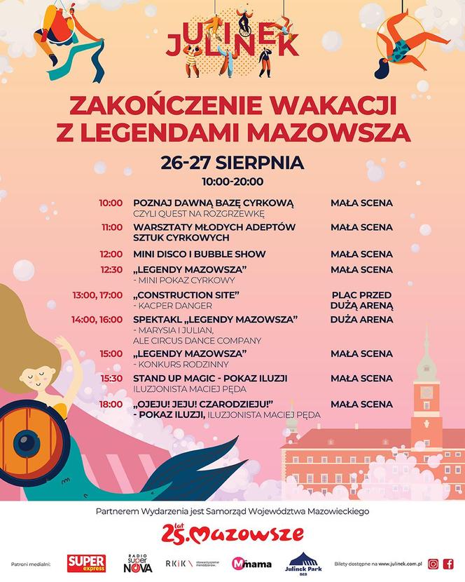 Zakończenie wakacji z legendami Mazowsza w Julinek Parku nowy harmonogram