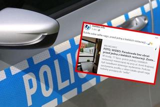 Kobieta w stroju Ewy przed restauracją w Bielsku-Białej