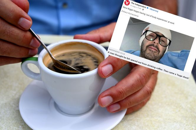Mężczyzna spożywa kawę