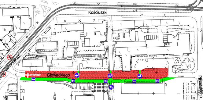 Czasowa organizacja ruchu na ul. Głowackiego 