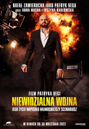 Rafał Zawierucha jako Patryk Vega na plakacie filmu Niewidzialna wojna