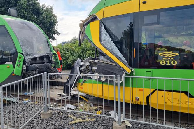 Zderzenie dwóch tramwajów w Poznaniu