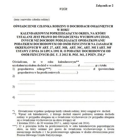 Wzór wniosku Rodzina 500+ /17