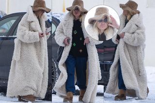 Monika Olejnik w wielkim futrze. Ledwo ją widać spod płaszcza