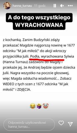 M jak miłość. Julia Malicka (Marta Chodorowska) "nie jest podła"