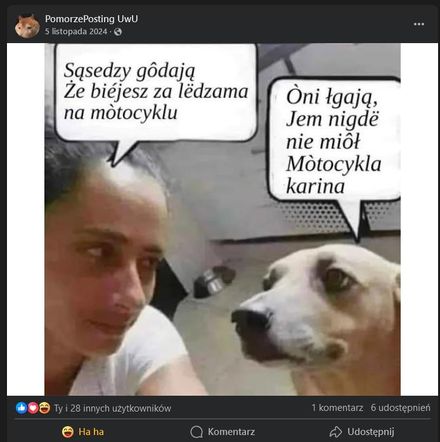 Mem ze strony FB PomorzePosting UwU