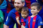 Leo Messi z synami Mateo i Thiago