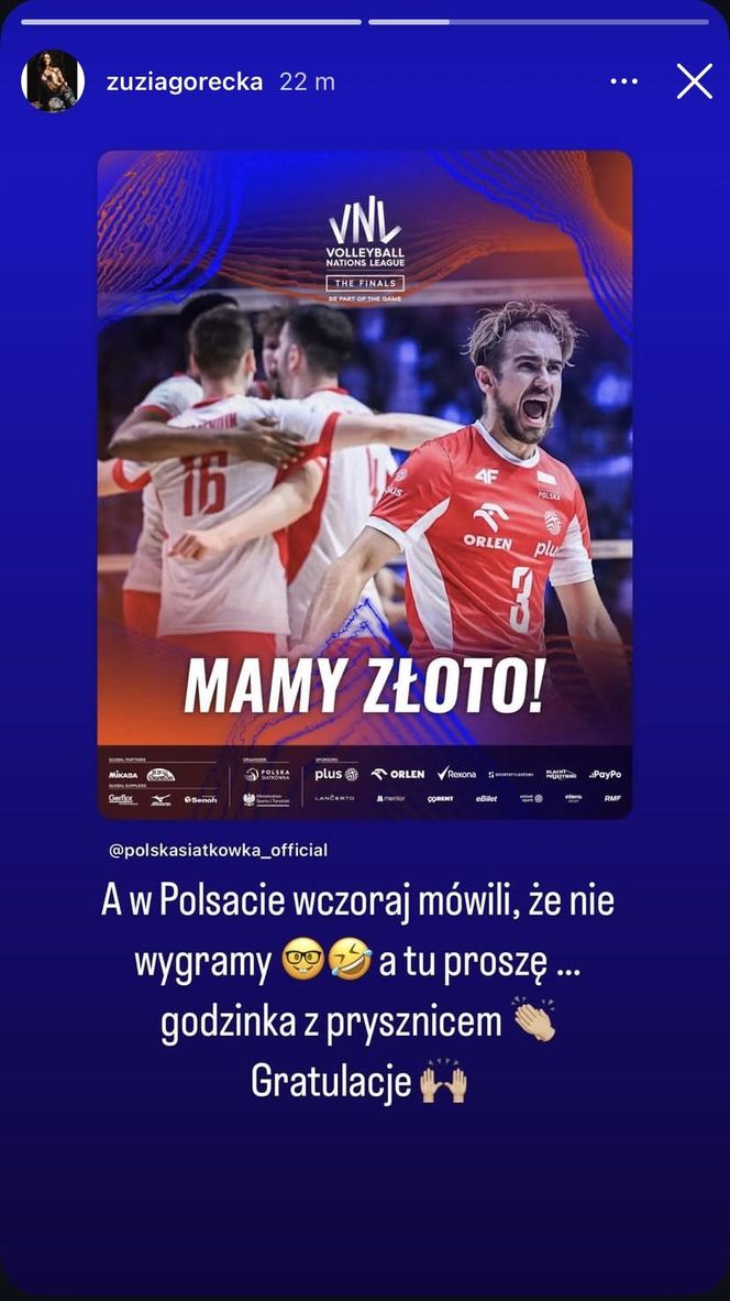 Zuzanna Górecka po wygranej Polaków w Lidze Narodów