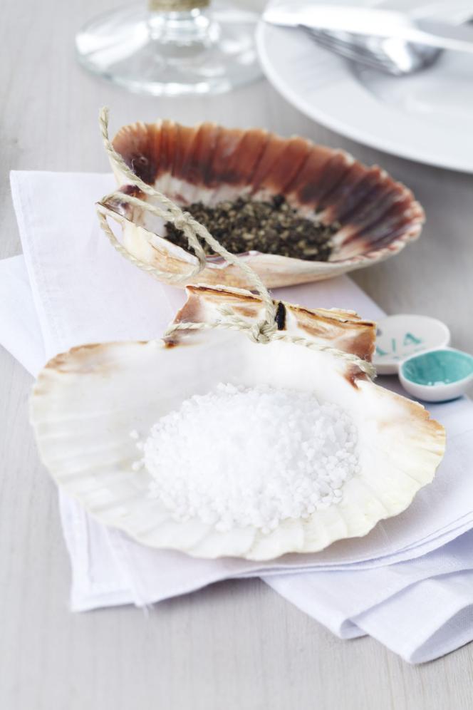 Potrawy serwowane w stylu marynistycznym: sól i pieprz w muszli