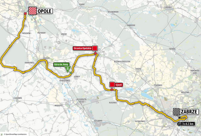 Etap 2 Tour de Pologne MAPA Opole - Zabrze