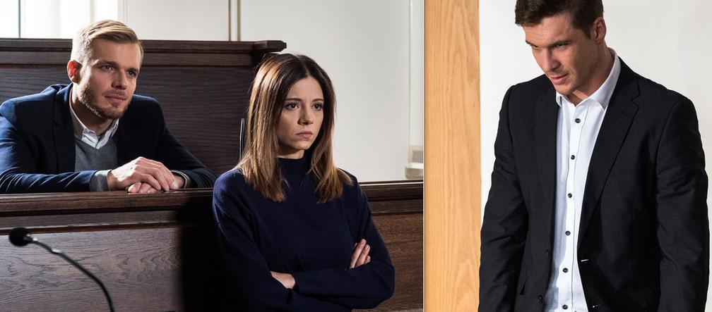 M jak miłość odc. 1370. Marcin (Mikołaj Roznerski), Iza (Adriana Kalska), Artur (Tomasz Ciachorowski)