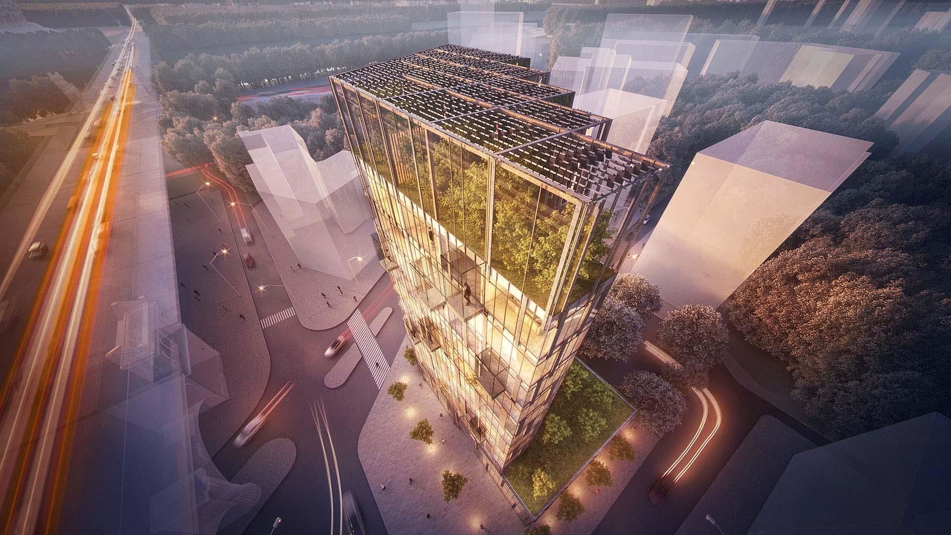 Wizualizacje niezrealizowanej inwestycji Eco Warsaw Tower