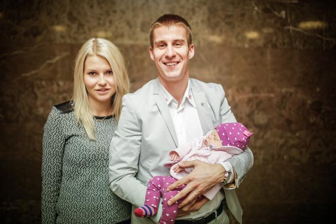 Lewandowski z żoną i córką