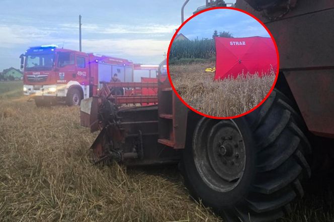 Śmiertelny wypadek na polu pod Chojnicami. Ojciec potrącił kombajnem 29-letniego syna [ZDJĘCIA]