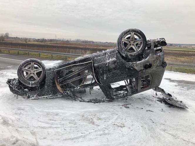 Pożar samochodu na A2 koło Poznania