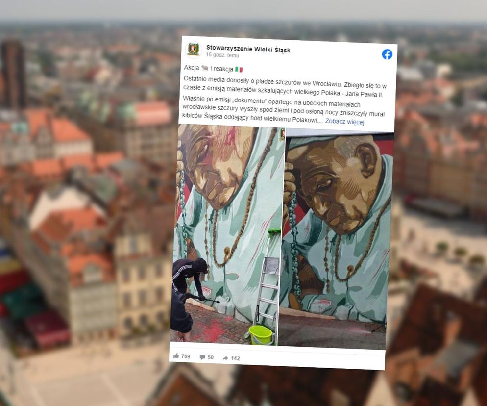 Zniszczony, odmalowany i... wciąż nielegalny? Mural Jana Pawła II we Wrocławiu przynosi kolejne kontrowersje