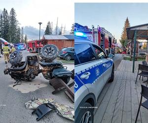 Nastolatkowie na quadzie huknęli w stragany na Gubałówce! Są poważnie ranni, pojazd spłonął