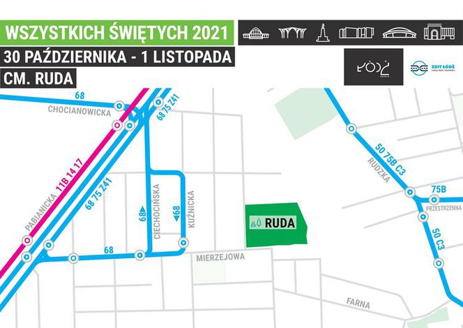 Organizacja ruchu wokół cmentarza na Rudzie Pabianickiej