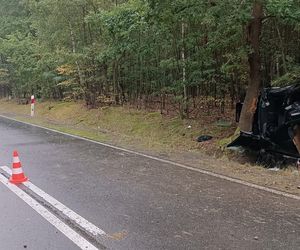 Koszmarny wypadek. Auto dachowało i wbiło się w drzewo. W środku 4 osoby