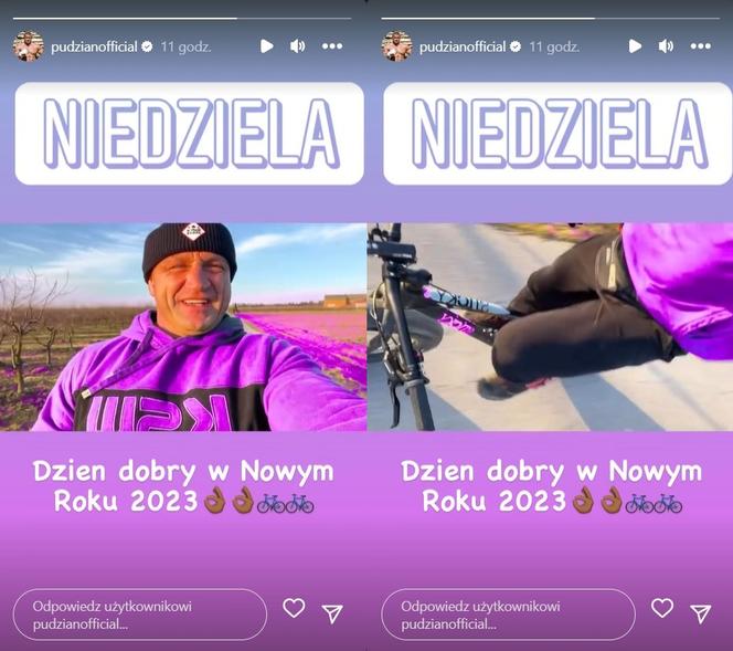 Mariusz Pudzianowski na rowerze