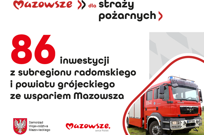 Jednostki OSP w regionie radomskim i grójeckim zostaną wyposażone w nowy sprzęt