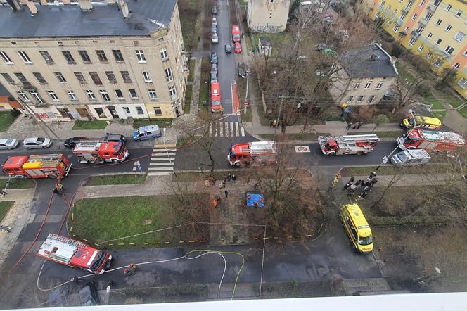 Pożar w wieżowcy przy Wileńskiej w Łodzi