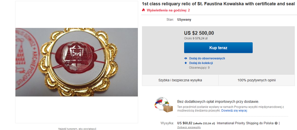 Fałszywe relikwie siostry Faustyny